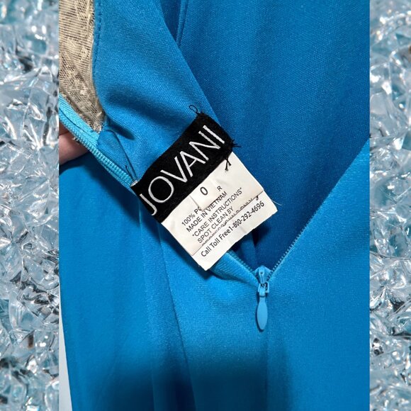 Size 0 Teal Jovani 08022 with Chiffon Cape/Wings Pageant/Prom - Picture 6 of 6